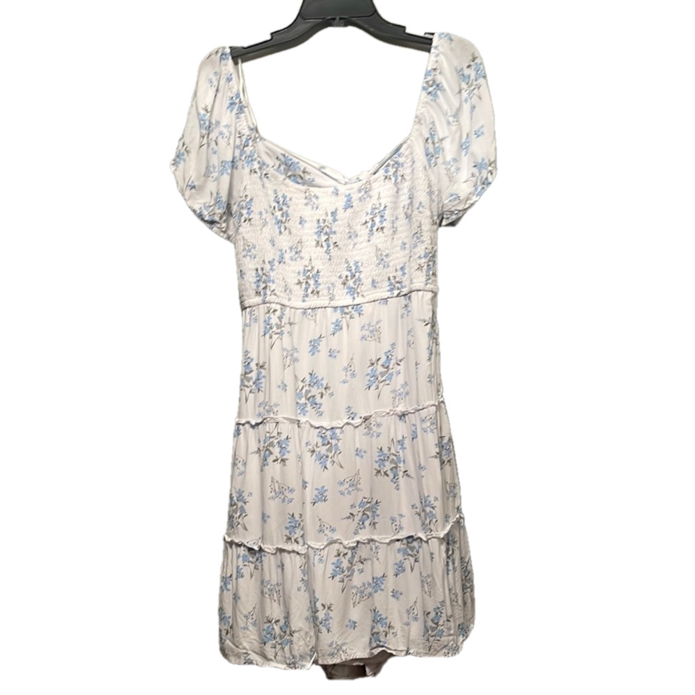 HOLLISTER SIZE XL Floral White and Blue Women's Dress